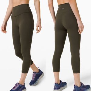 Lululemon Wunder Train High-Rise Crop 21" Dark Olive Leggings